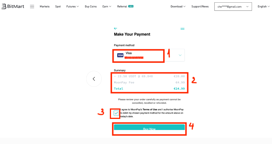 Ako nakupovať mince s MoonPay v BitMart Ako nakupovať mince s MoonPay v BitMart