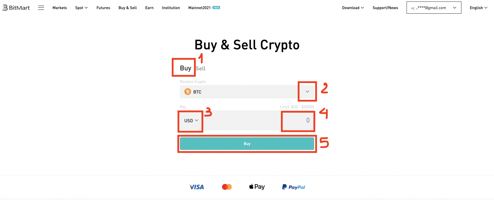 Ako nakupovať mince s MoonPay v BitMart Ako nakupovať mince s MoonPay v BitMart