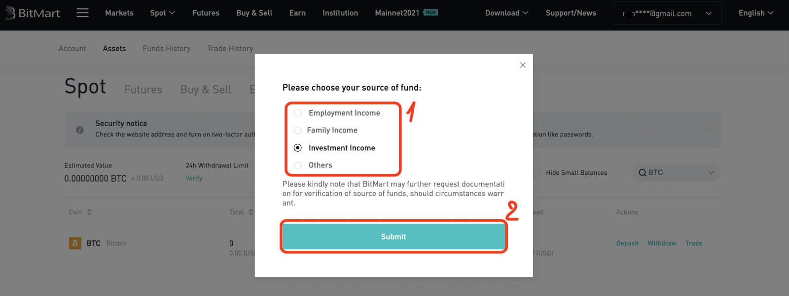 Kā noguldīt kriptovalūtu vietnē BitMart