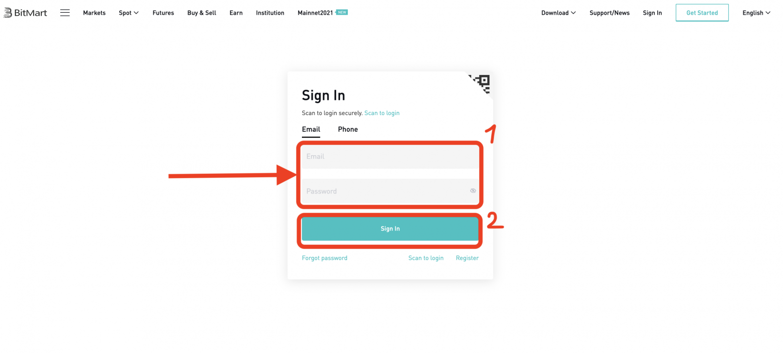 Kako se prijaviti in položiti v BitMart