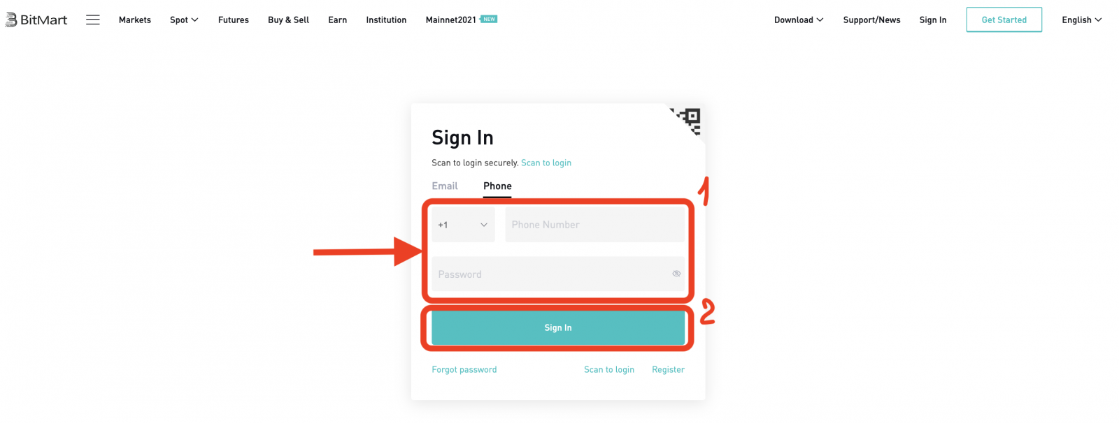 Kako se prijaviti in položiti v BitMart