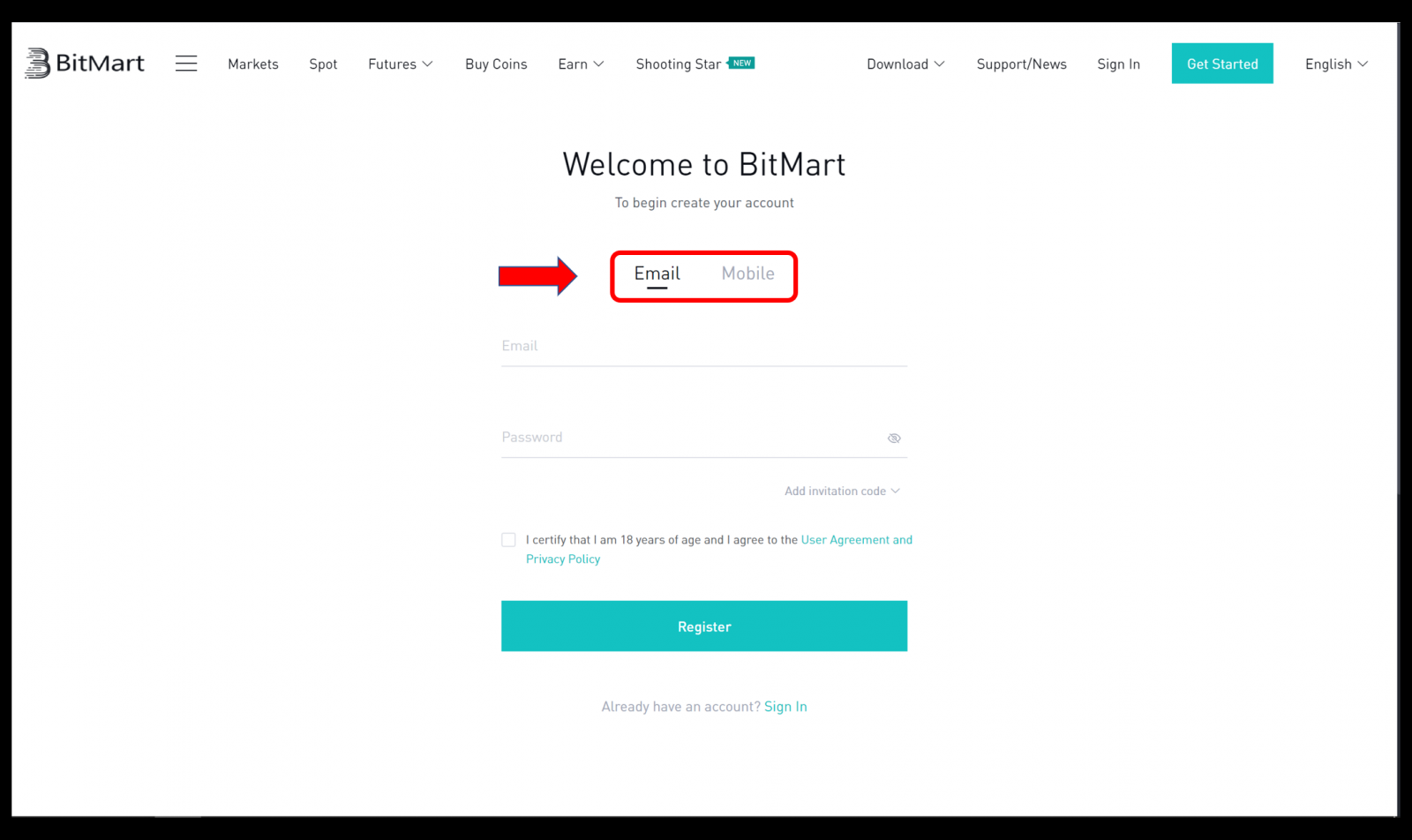 How to Register and Verify Account in BitMart