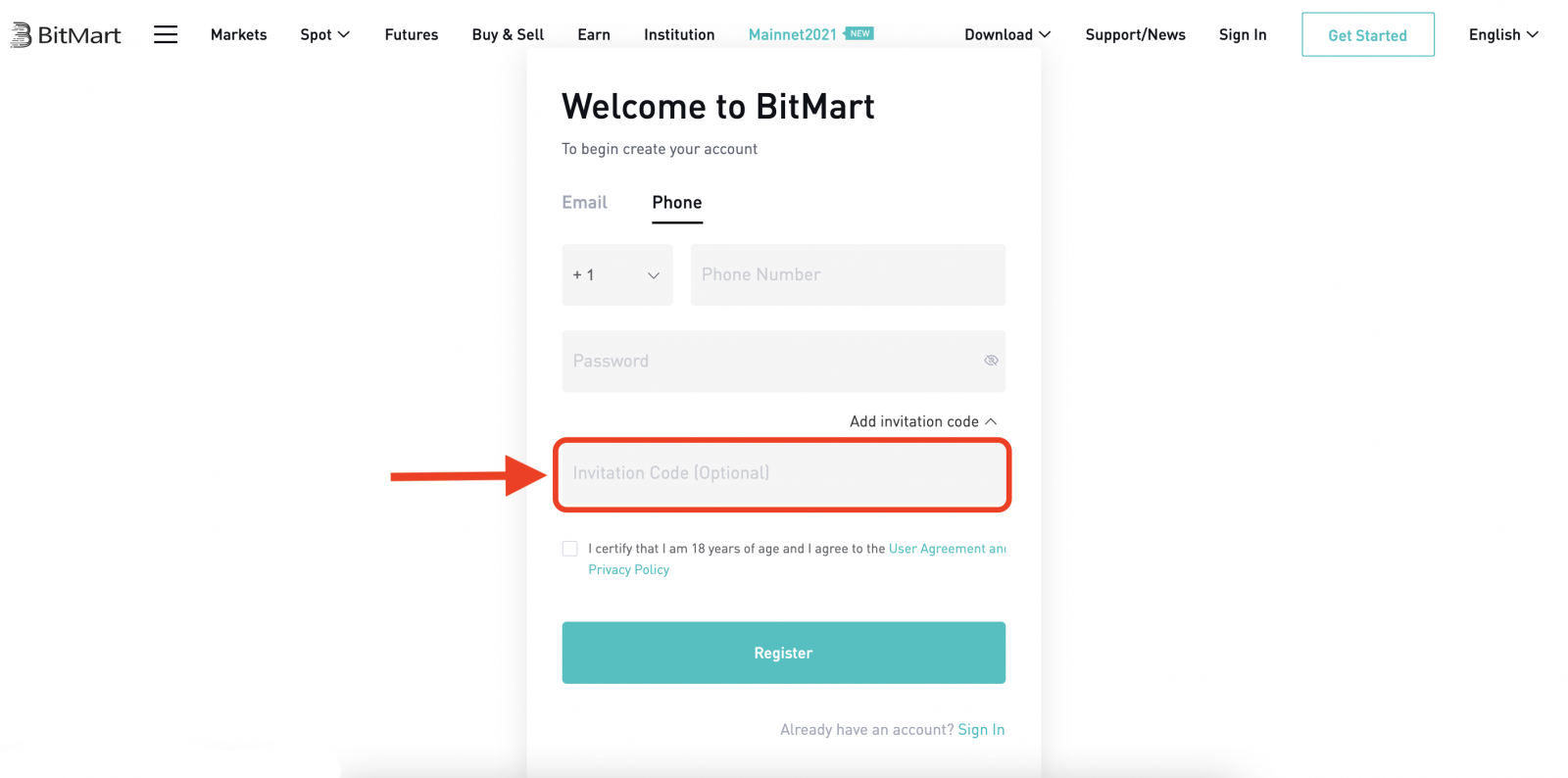 How to Register and Verify Account in BitMart