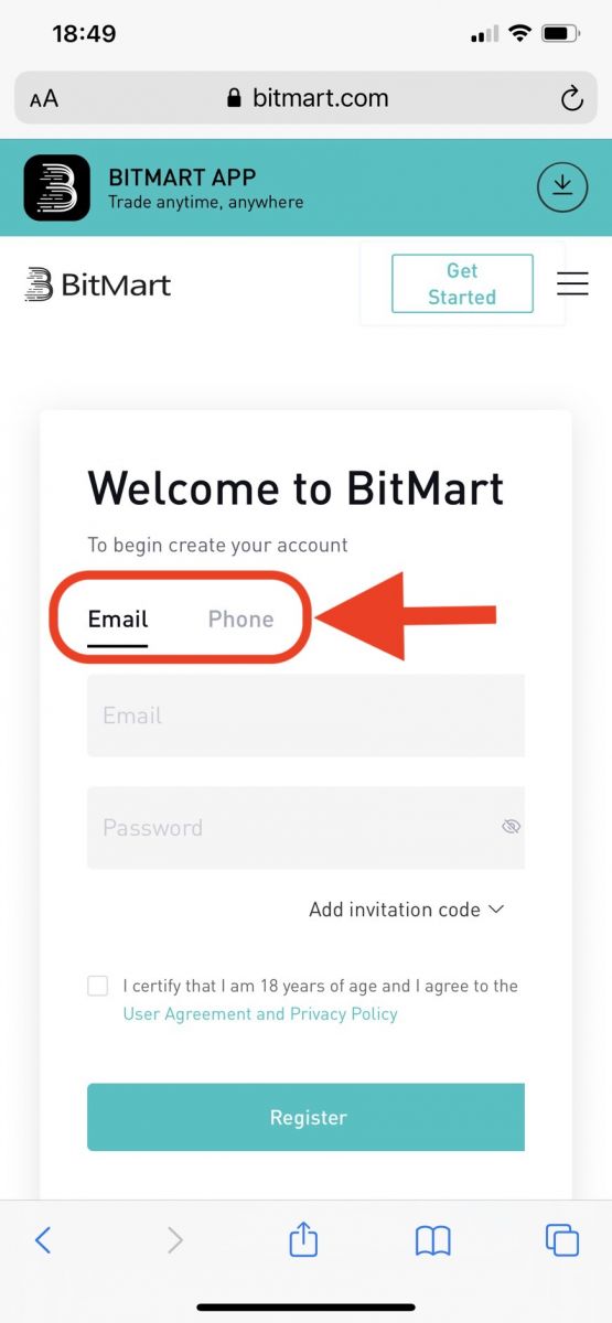 Momwe Mungalembetsere Akaunti mu BitMart Momwe Mungalembetsere Akaunti mu BitMart