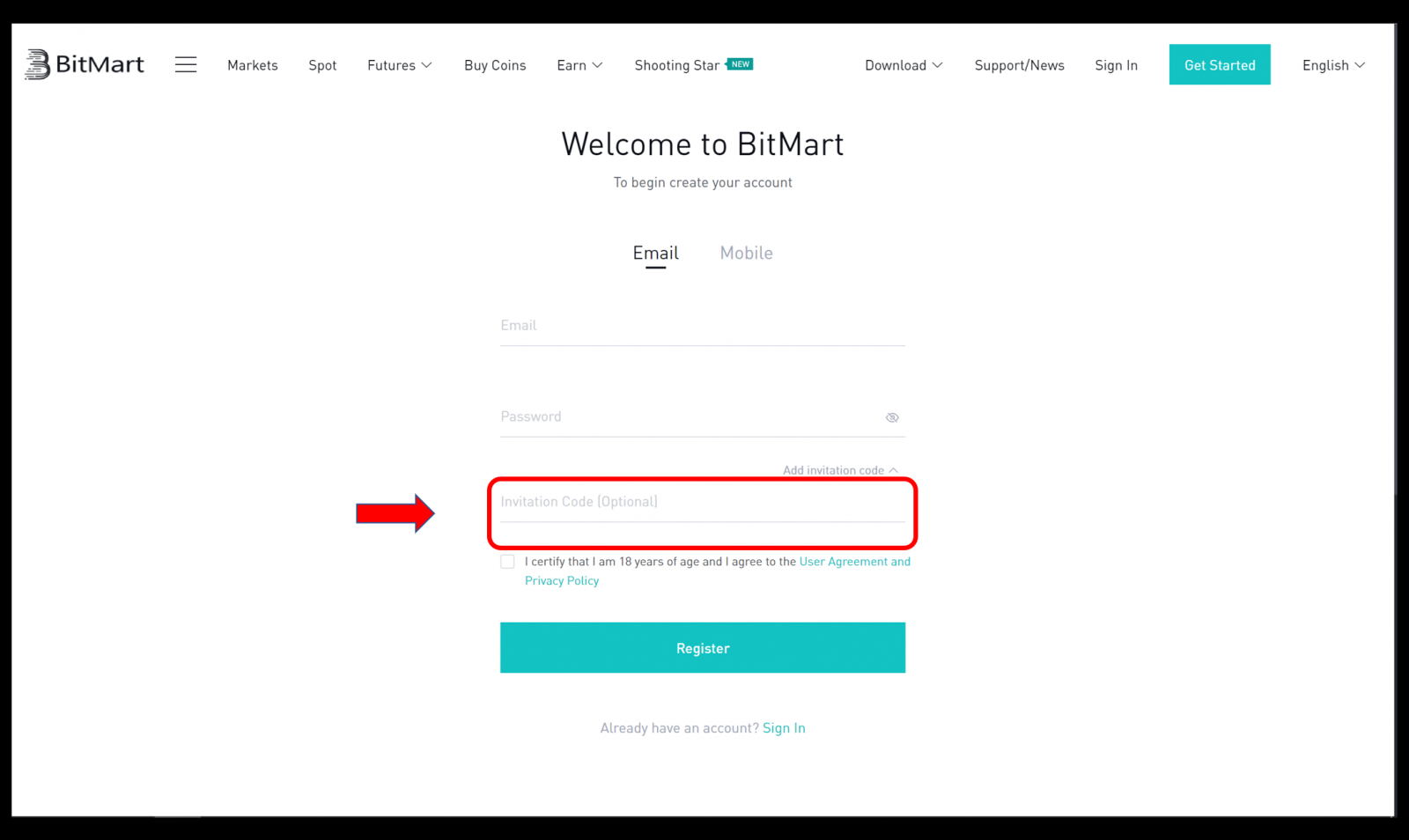 How to Register and Verify Account in BitMart