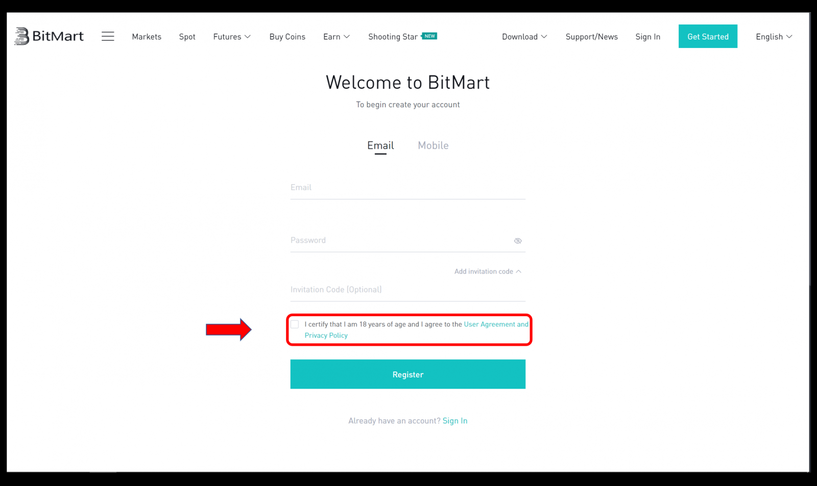 How to Register and Verify Account in BitMart