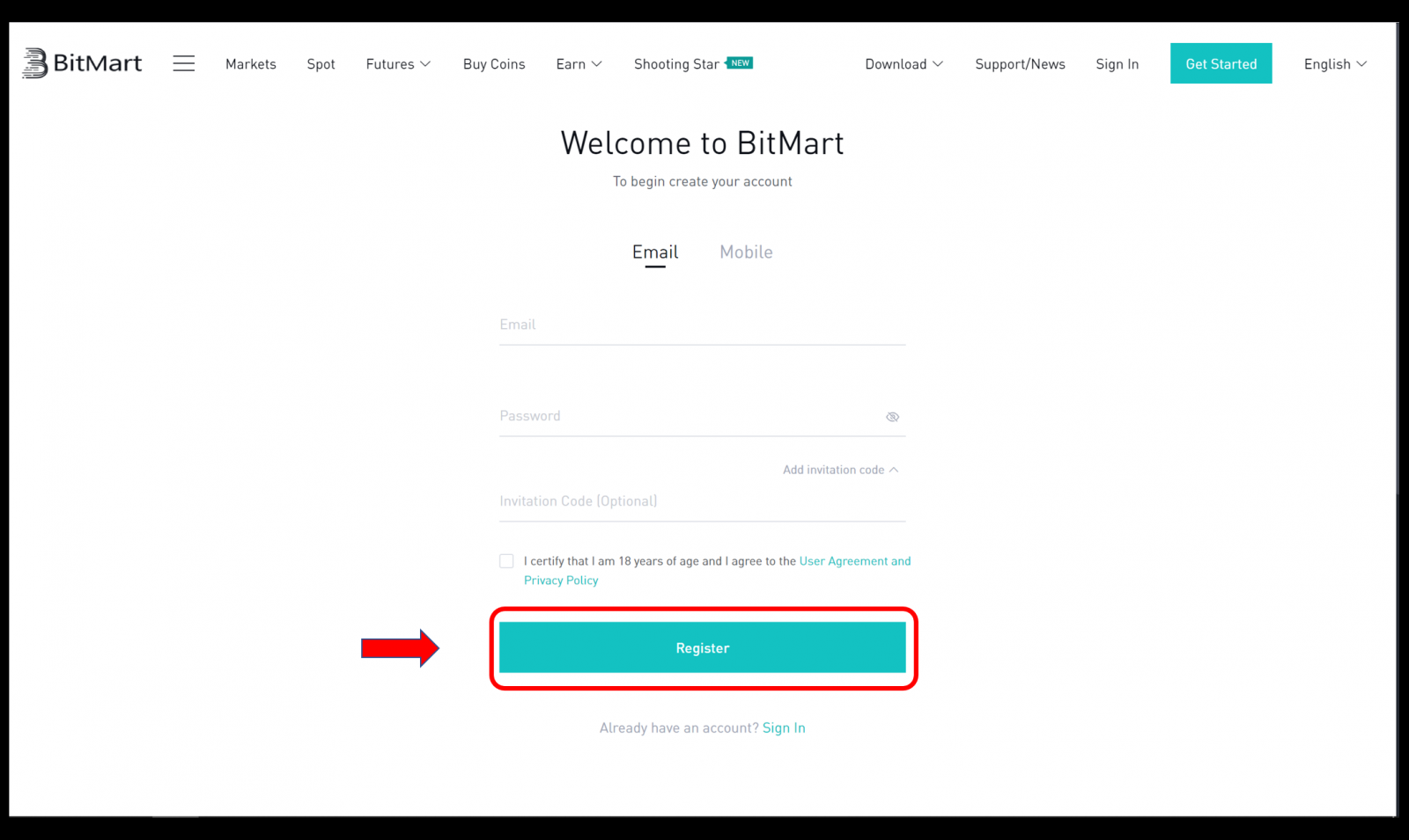 How to Register and Verify Account in BitMart